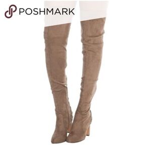 Chase + Chloe Addison Taupe Suede Boots